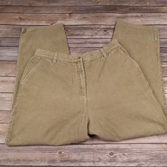 Woolrich Size 14 Khaki Corduroy Cropped Pants High Rise - Picture 3 of 8
